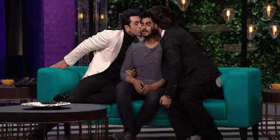 Ranbir Kapoor & Ranveer Singh Kissing Arjun Kapoor on Koffee With Karan Season 5